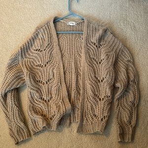 Women’s cardigan sweater, tan, size L, never worn.